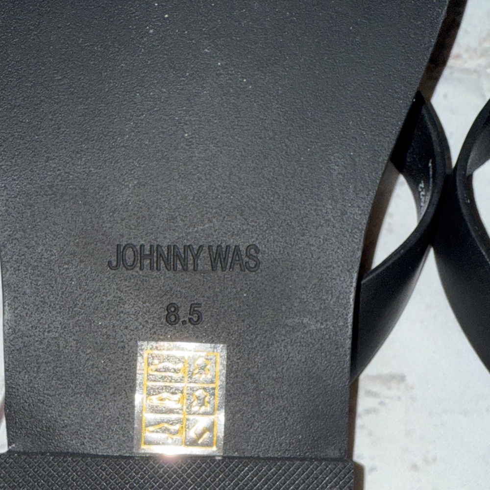 Johnny Was Women's Black Strap Floral-Print Sandals Size 8.5 - Picture 6 of 7